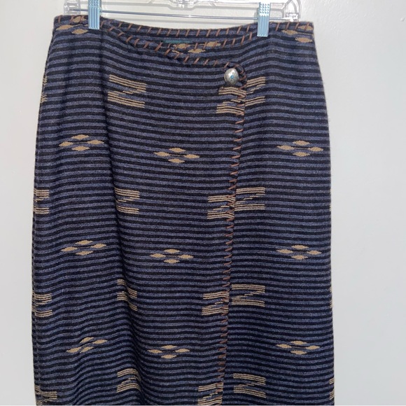 Lauren Ralph Lauren Skirt Size 14P  Southwestern Indian Blanket Wrap Wool Concho - Picture 3 of 14